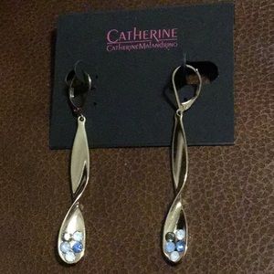 NWT,CATHERINE MALANDRINO,NORDSTROM RACK,BRAND NEW, 2” Drop,silver,blue stones